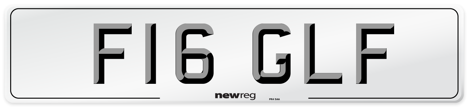 F16 GLF Number Plate from New Reg